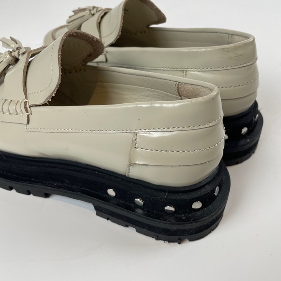 Free People Teagan Tassel Loafer antique ivory leather studded chunk women’s 8.5 - Picture 4 of 14